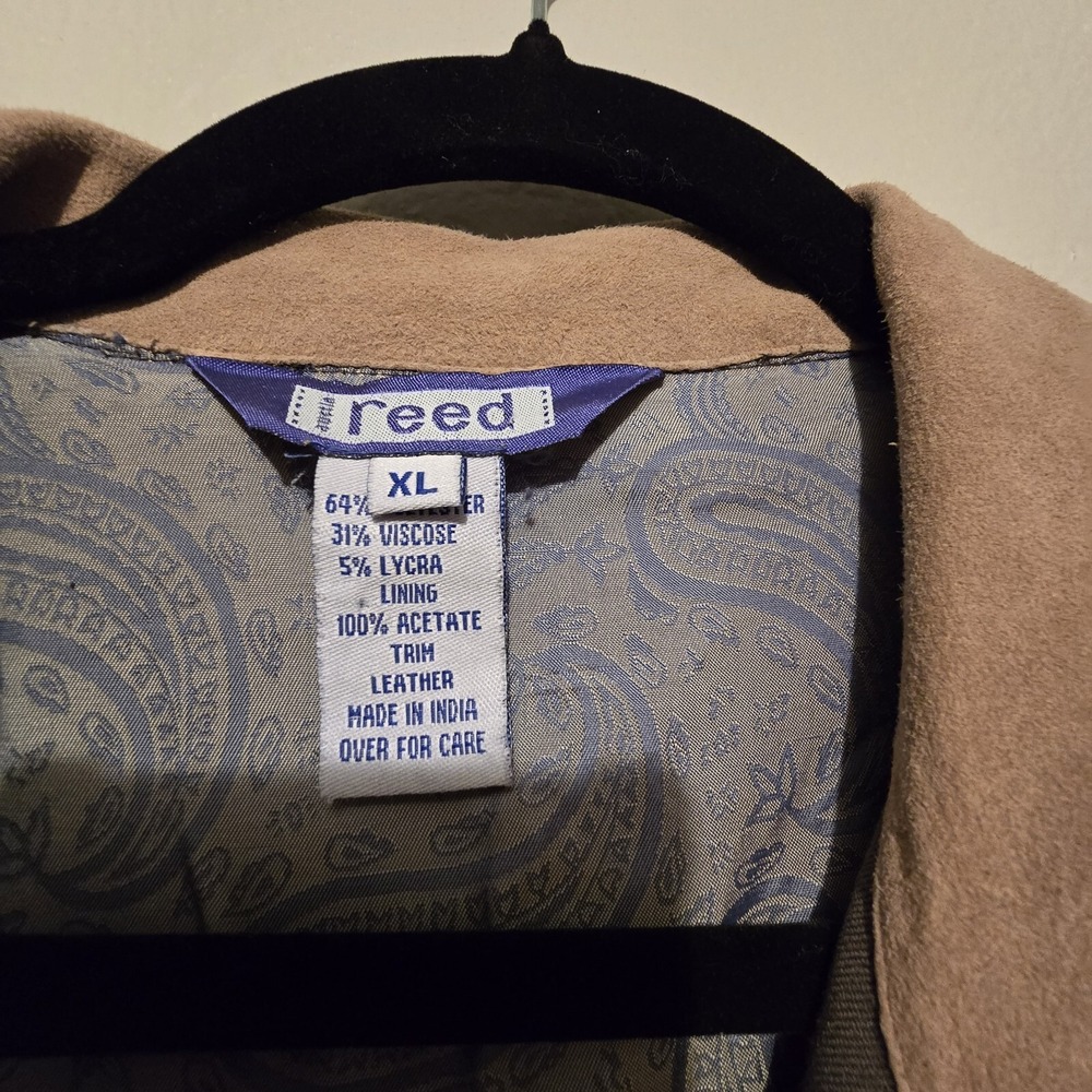 Austin Reed Field Jacket XL‎ Chore Barn Coat Olive Leather Collar Elbow Gorpcore - Picture 6 of 16